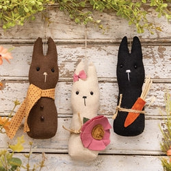 3/Set - Stuffed Primitive Baby Bunny Hangers