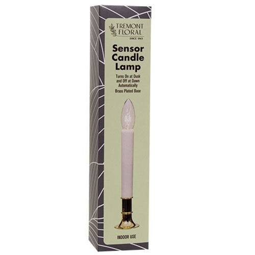 White Sensor Candle Lamp on Brass Base 9"H