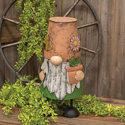 Metal Flowerpot Bobbing Gnome