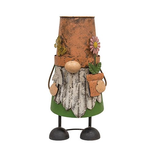 Metal Flowerpot Bobbing Gnome