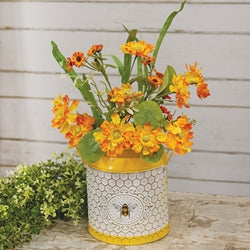 Honeycomb Bee Distressed Metal Milk Can