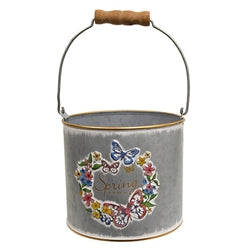 2/Set Butterfly Floral Spring Distressed Metal Buckets