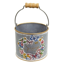 2/Set Butterfly Floral Spring Distressed Metal Buckets