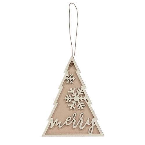 Glittered Merry Snowflake Christmas Tree Ornament