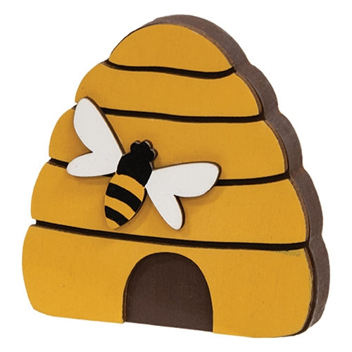 Layered Wood Bee & Beehive Block