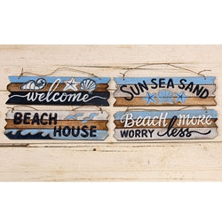 Beach More Worry Less Distressed Wooden Sign 4 Asstd.