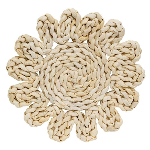 Corn Husk Flower Shape Candle Mat Medium