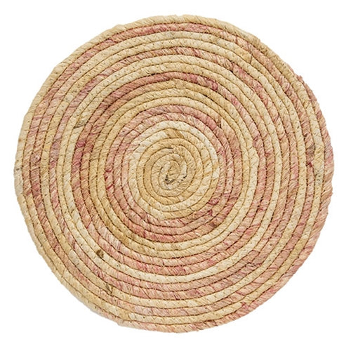 Woven Natural and Rose Seagrass Table Mat - 12"