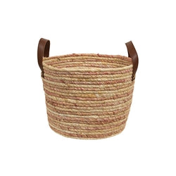 3/Set - Woven Natural and Rose Seagrass Baskets