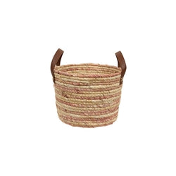 3/Set - Woven Natural and Rose Seagrass Baskets