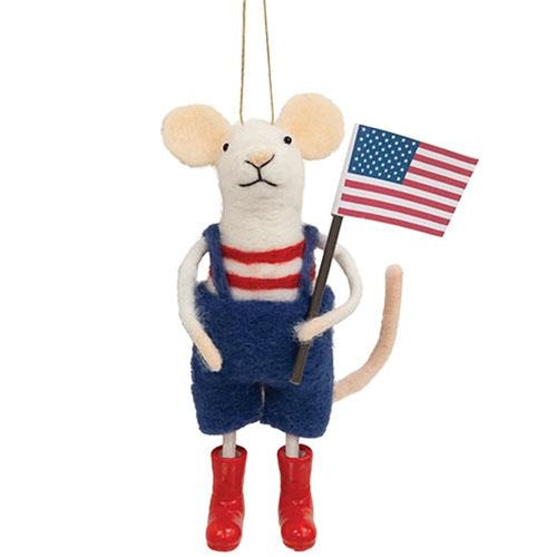 Americana Party Mr. Mouse Felted Ornament