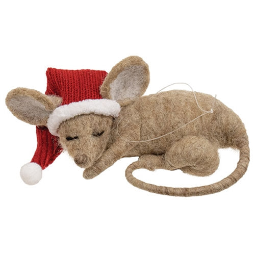 Christmas Sleeping Mouse Felted Ornament