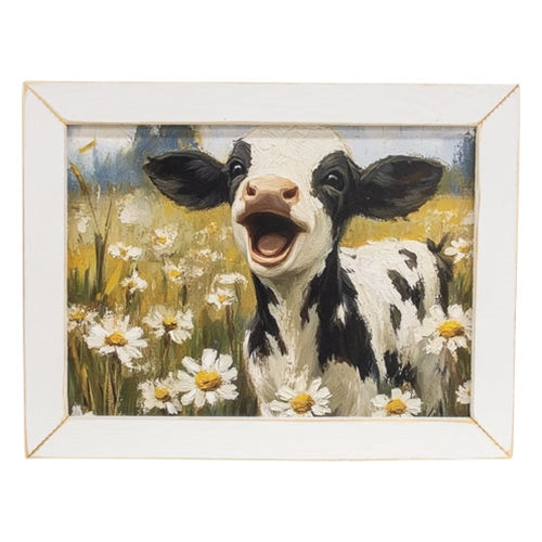 Happy Floral Cow Framed Print - 16x12