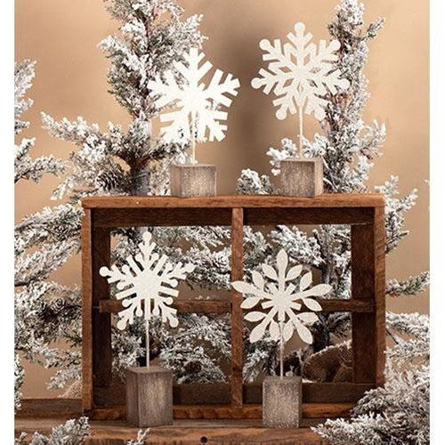 Lg White Glitter Snowflake Photo Clip 4 Asstd.