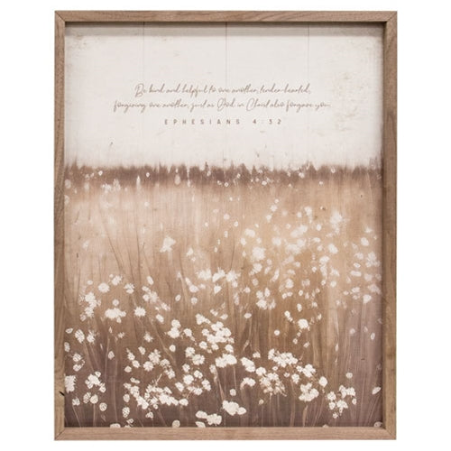 Be Kind and Helpful Flower Field Framed Print - 16.75" x 20.5"