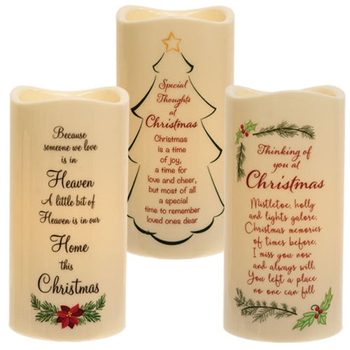 Christmas Memorial LED Candle 8 in., 3 Asstd.