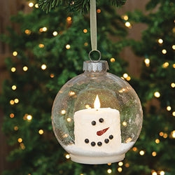 6" Bulb Ornament w/Snowman LED Candle