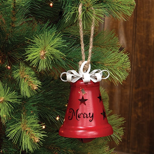 Vintage Red Merry Liberty Bell w/Star Cutouts