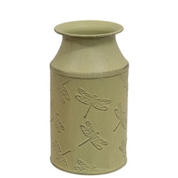 Distressed Dragonfly Embossed Metal Milk Can - 3 Asstd.