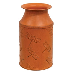 Distressed Dragonfly Embossed Metal Milk Can - 3 Asstd.