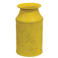 Distressed Dragonfly Embossed Metal Milk Can - 3 Asstd.