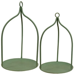 2/Set - Sage Green Metal Open Air Lanterns