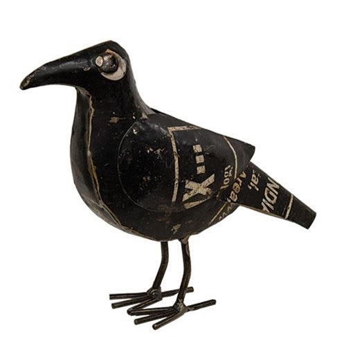 Standing Vintage Metal Crow