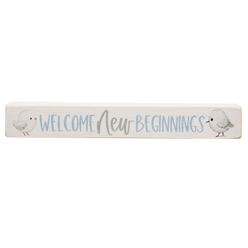 Welcome New Beginnings Painted Wood Block 12"