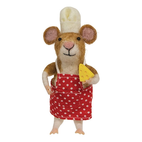 Chef Mouse with Cheese Felted Ornament