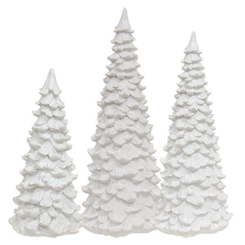 3/Set Glittered White Resin Christmas Trees