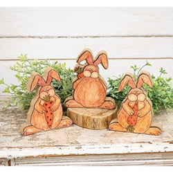 3/Set - Chunky Wooden Whimsy Wabbit Sitters