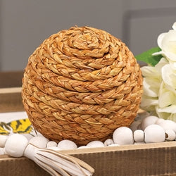 Warm Brown Woven Seagrass Decorative Ball - 4"