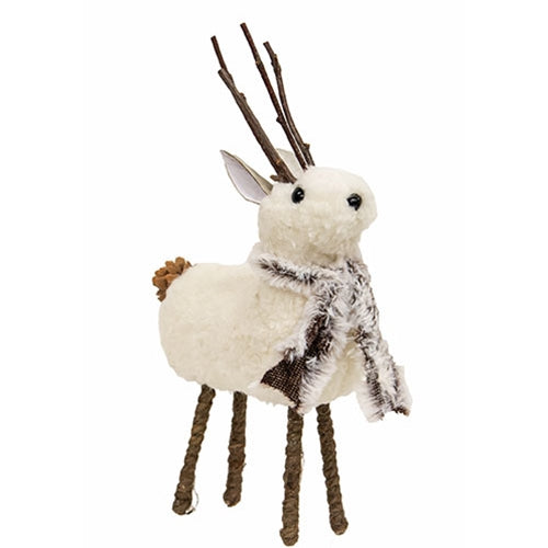 *White Fuzzy Woodland Reindeer Sitter