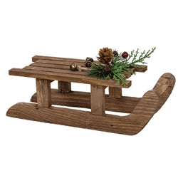 Wood Sled w/ Pine and Berries