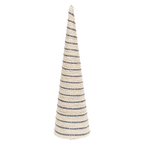 Diamond Wrapped Ivory Jute Cone Tree 18"