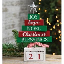 Wooden Christmas Blessings Countdown Tree