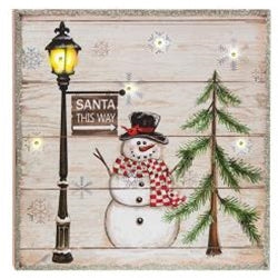 Snowman Pallet Sign w/LED Light 3 Asstd.