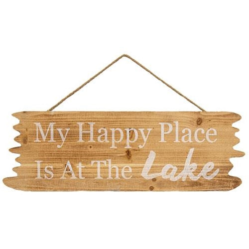 My Happy Place is at the Lake Distressed Wooden Sign