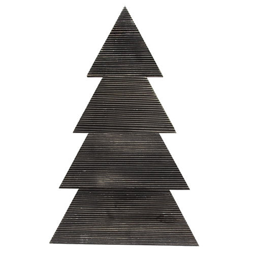 Distressed Black Wood Standing Corrugated Christmas Tree 28"