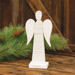 Standing Corrugated Wood Angel on Base
