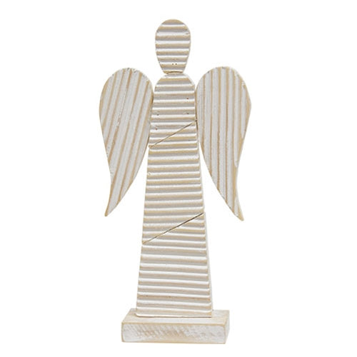 Standing Corrugated Wood Angel on Base