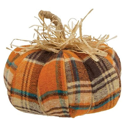 Harvest Plaid Medium Fabric Pumpkin