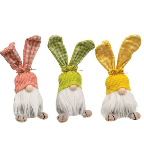 *Gingham Waffle Bunny Gnome 3 Asstd.