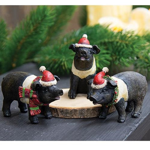 Resin Christmas Pig Figure 3 Asstd.