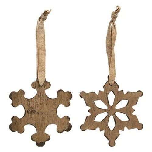 Antiqued Wooden Snowflake Ornament 2 Asstd.