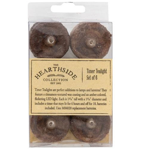 6/Pkg Burnt Mustard Timer Tealights