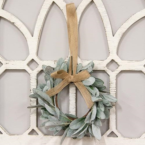 Frosted Lamb's Ear Wreath w/Burlap Bow Hanger