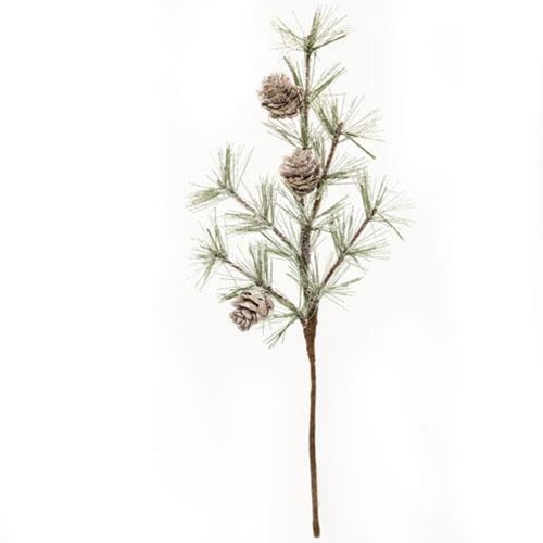 Vintage Glitter Pine Cone picks on sticks 18” long set-7 Green