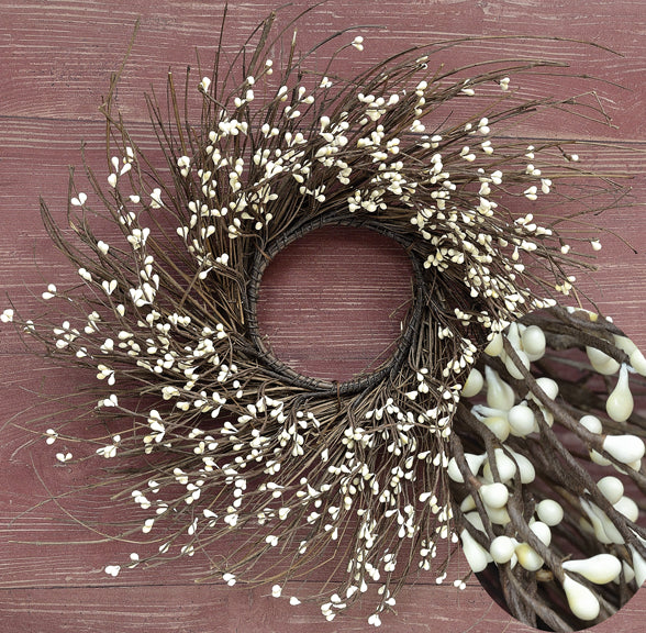 Ivory Pip Twig Wreath 16"