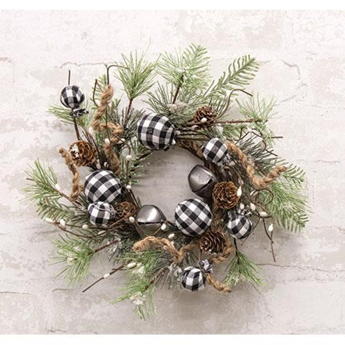 Black & White Country Gingham Bells Ring 12"